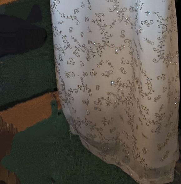 Taboo White Slip Dress with Silver Floral Accents - Picture 3 of 4